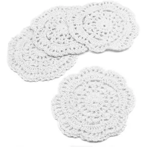 Generation 4PCS 8.6 Inch Doilies Crochet Round Doily Handmade (white)