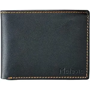 Motevia Men's Genuine Leather Wallet Card Holder  (Black)