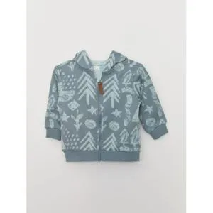 LC Waikiki Hooded Long Sleeve Printed Baby Boy Zippered Sweatshirt.