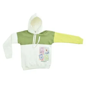 Girls White & Crocodile Green Hoodie