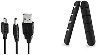 Cable Essentials Bundle (Keendex kx 2562 5pin usb charging cable for sony psp, 80cm - black + UGREEN Cable Clips Holder 2Pack Desktop Cable Management - Black)