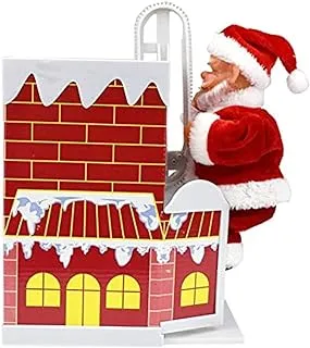 Kid's Electric Singing Santa Claus Climbing Chimney with Bag Plush Doll