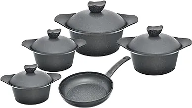 Zinnia granite grey set 9 pcs (18+20+24+26) + Frying Pan 26 cm