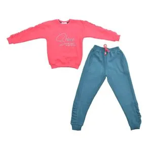 Girls Home Pajama Set - Teal Blue & Pink