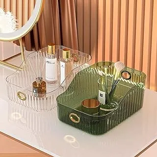 Cosmetic Storage Box, Desktop Lipstick Decoration Table Skin Care Products Mask Sundries Clear Acrylic Remote Control Box(Transparent Green, Shape)