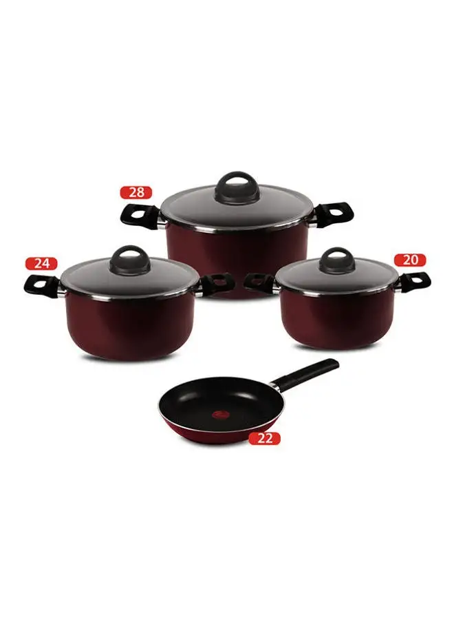 Tefal Tefal Armatal Cookware Set - 7 Pieces Red Pots 20-24-28cm + Frying Pan 22cm