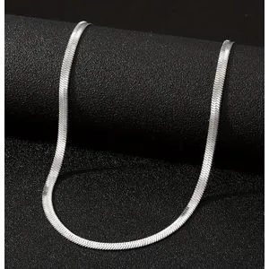 Long Stainless Steel Herringbone Flat Snake Chain Necklace - 4 Mm