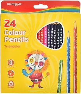 Keyroad KR971277 High Quality Triangular Colour Pencils Pack of 24 Pieces For Kids - Multi Color