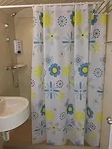 Shower Curtain,PEVA Waterproof Waterproof Shower Curtain with Hooks Print Artwork Unique Painting Bathroom Decor Set,180x200cm (Turquoise and Yellow Flowers(4),180x200cm)