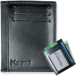 Motevia Men's Leather Card Wallet   (Black)