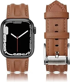 SWEES Leather Band Compatible with Apple Watch 42mm 44mm 45mm, Genuine Leather Classic Strap Wristband Compatible for iWatch Series 7 6 5 4 3 2 1 SE Sports & Edition Men, Classic Brown