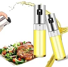 ZIZZO HOME Oil Sprayer for Cooking, 2 Pack Olive Oil Sprayer Mister, Spray Bottle for Kitchen, 100ml Glass, Oil Vinegar Spritzer Sprayer Glass Bottles for Salad, cooking, roasting, BBQ