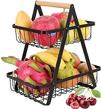 NA 2-Tier Fruit Basket,Fruit Bowl Holder Bread Basket Vegetable Rack, Detachable Fruit Holder for Fruit, Vegetables, Snacks in Home, Kitchen Officeï¼Œwith Screwdriver