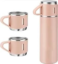 Vacuum Flask with 3 Cups | for Tea, Coffee, Water | Tea Thermos 500ML | Coffee Thermos | Flask with 3 Cups | Hot and Cold | for Travelling | Stainless Steel | Gift Box Set (Pink)