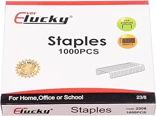 Ever lucky 2308 High Quality Staples 1000Pcs Size 23/24mm For Heavy Stapler For Home,Office, School - Silver