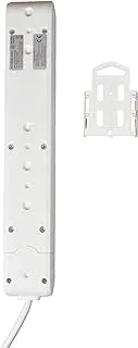 Alameer for Lighting 3500W 6-Ports Electrical Strip with 2 Meter Cord, White