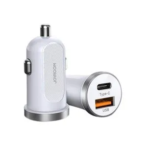 JOYROOM C-A08 QC3.0+PD Mini 30W Dual USB Ports Fast Charging Smart Car Charger - White