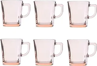 Pasabahce Carre Glass Mug For Home Uses, Restaurants & Hotels, 270ml - Pink