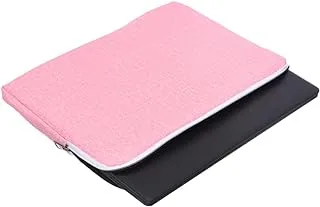 Accelerate Embossed Pink White Leather Protective 15-15.6 inch Premium Laptop Sleeve Case with Zipper | Slim Design Laptop Bag compatible with Macbooks and Laptops