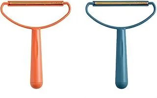 2 Pack Portable Lint Remover, Uproot Lint Cleaner, Clothes Fuzz Shaver Lint Roller for Cat and Dog Hair Removal,Removing Fabrics Clothing Furniture Balls Pilling（Orange + blue）