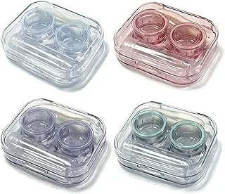 Howinn 4 Pack Flip Top Clear Contact Lens Case Travel Kit, Cute Contact Case Holder with Tweezers Remover Tool, Contact Lens Soak Storage Kit for Travel & Home