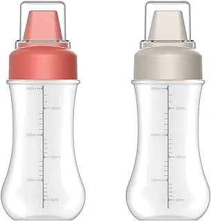 Squeeze Bottles, 8 OZ Plastic Condiment Squeeze Squirt Bottles and Caps with Discrete Measurements, for Ketchup, Oil, Honey, BBQ, Sauces, Syrup, Condiments, Dressings, BPA Free (2 Pack)