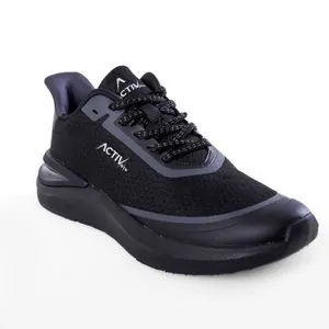 Activ Black Lace Up Sneakers With Rubber Details