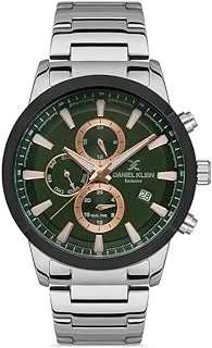 Daniel Klein Analog Green Dial Men's Watch-DK.1.13289-4, Silver Black, strap