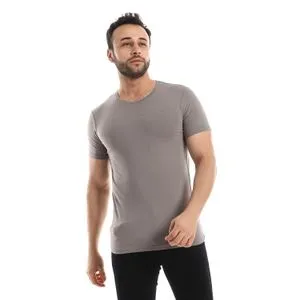 Red Cotton V-Neck Short Sleeves Cotton Undershirt -GREY