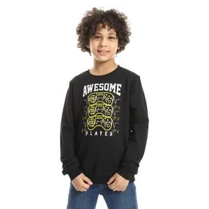 Red Cotton Boys' Winter Sweatshirt-black