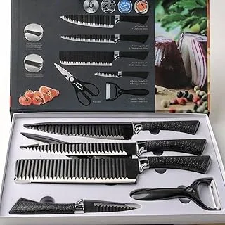 Zepter Knife Set 3 Different Size Knives, 1 Cleaver and 1 Leather Hand Scissors Set in Extra Chic Box (Assorted Colors)