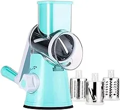 BR JUNKER Manual Rotary Cheese Grater - Round Mandoline Slicer with Strong Suction Base, Vegetable Slicer Nuts Grinder Cheese Shredder (assorted color)