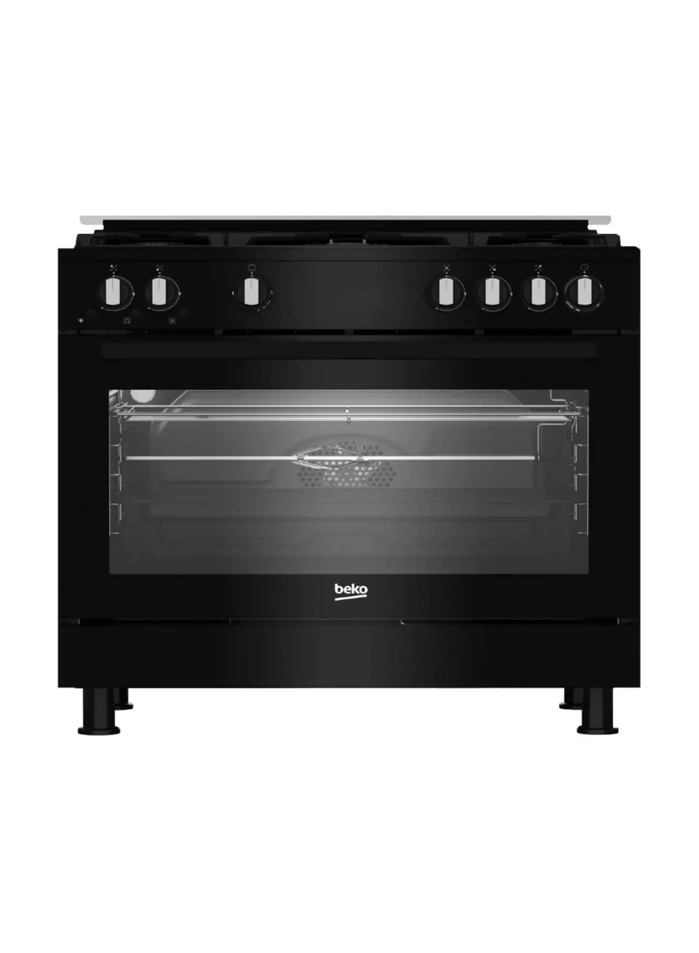 Beko Freestanding gas cooker 90 CM, 5 Burners, Gas Grill, Gas Cooking Fan Assisted GGR 15115 DX NB Black