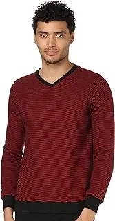 CAESAR Mens Mens V-Neck Stripped Sweatshirt SweatShirt