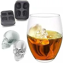 Generic Prime Shop 3D Flexible Silicone Ice Cube Mold Maker, 4 Giant Skulls, Round Ice Cube Maker