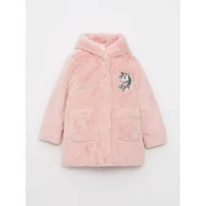 LC Waikiki Hooded Embroidered Girl's Coat