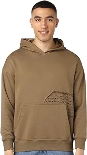 FIRE WOOD mens Print Writing Hoodie Hooded Sweatshirt