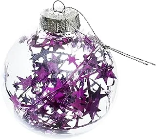 Generic Plastic Christmas Tree Ornaments Balls With Stars Design For Christmas Festival Party - Purple