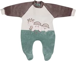 Papillon Velvet Long Sleeves Bodysuit Embroidered Animals For Boys-Green-3-6Month