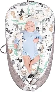 Baby Lounger Baby Nest for Co Sleeping, Newborn Lounger Adjustable Portable Infant Crib Bassinet, Breathable Cotton Newborn Nest for Napping and Traveling 0-12 Months (Animal)