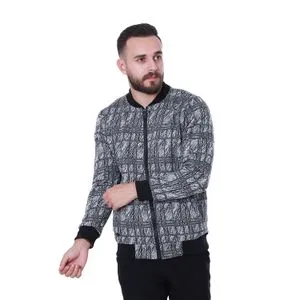 Activ Self Patterned Shades Of Black Zipped Sweatshirt