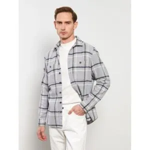 LC Waikiki Oversize Long Sleeve Plaid Gabardine Men's Shirt