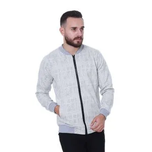 Activ Self Patterned White Zipped Sweatshirt