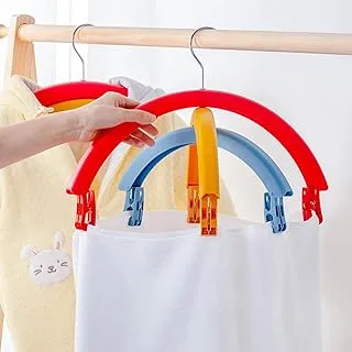 Plastic Hangers, Multifunctional Rotating Three-Layer Clothes Hangers with Clips, Anti-Slip Home Drying Rack Clothes Hanger for Coat,Sweater,Jackets,Pants,Shirts(Rainbow Colors,2pcs)