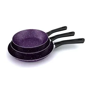 Lazord Granite Pans Set - 3 Pcs - Size 18, 20, 24 - Purple