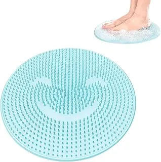 Diagtree Soft Foot Brush Massager, Smile Pattern Shower Silicone Back Cleaner Foot Scrubber Brush Washing Foot Mat for Foot Care, Foot Blood Circulation & Reduces Foot Pain (Light Blue)