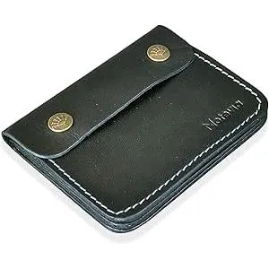 Motevia Wallet Card Genuine Leather Card Slots Coin - Black