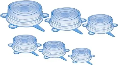 Silicone Round Super Stretch Lids with Different Sizes, 6 Pieces - Blue