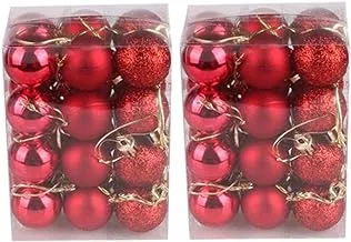 24Pcs Christmas Baubles Christmas Balls Ornaments For Christmas Tree Decorations Christmas Hanging Ornament Clearance For Christmas Wedding Birthday Party Home Decoration (04#red -48pcs)