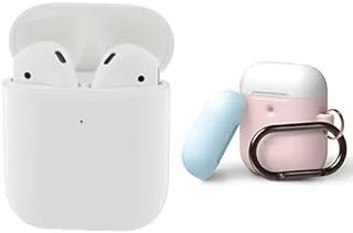 Joyroom JR-T03S 2nd Generation Luda Version TWS Bluetooth Headset, White + Elago duo hang case for 2nd generation airpods - body-pink/top-white,pastel blue